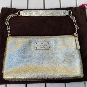 KATE SPADE GOLD LEATHER BAG WITH CHAIN HANDLES